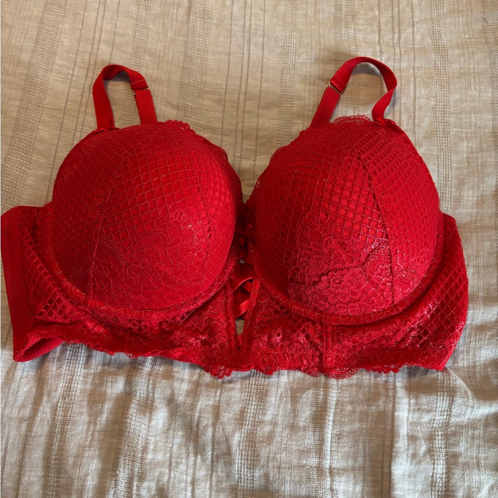 Elegant Red Lace Boost Balconette Bra